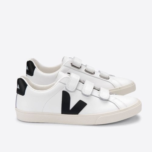 Veja Esplar 3-lock Leather Mens Trainers White/Black UK 79488